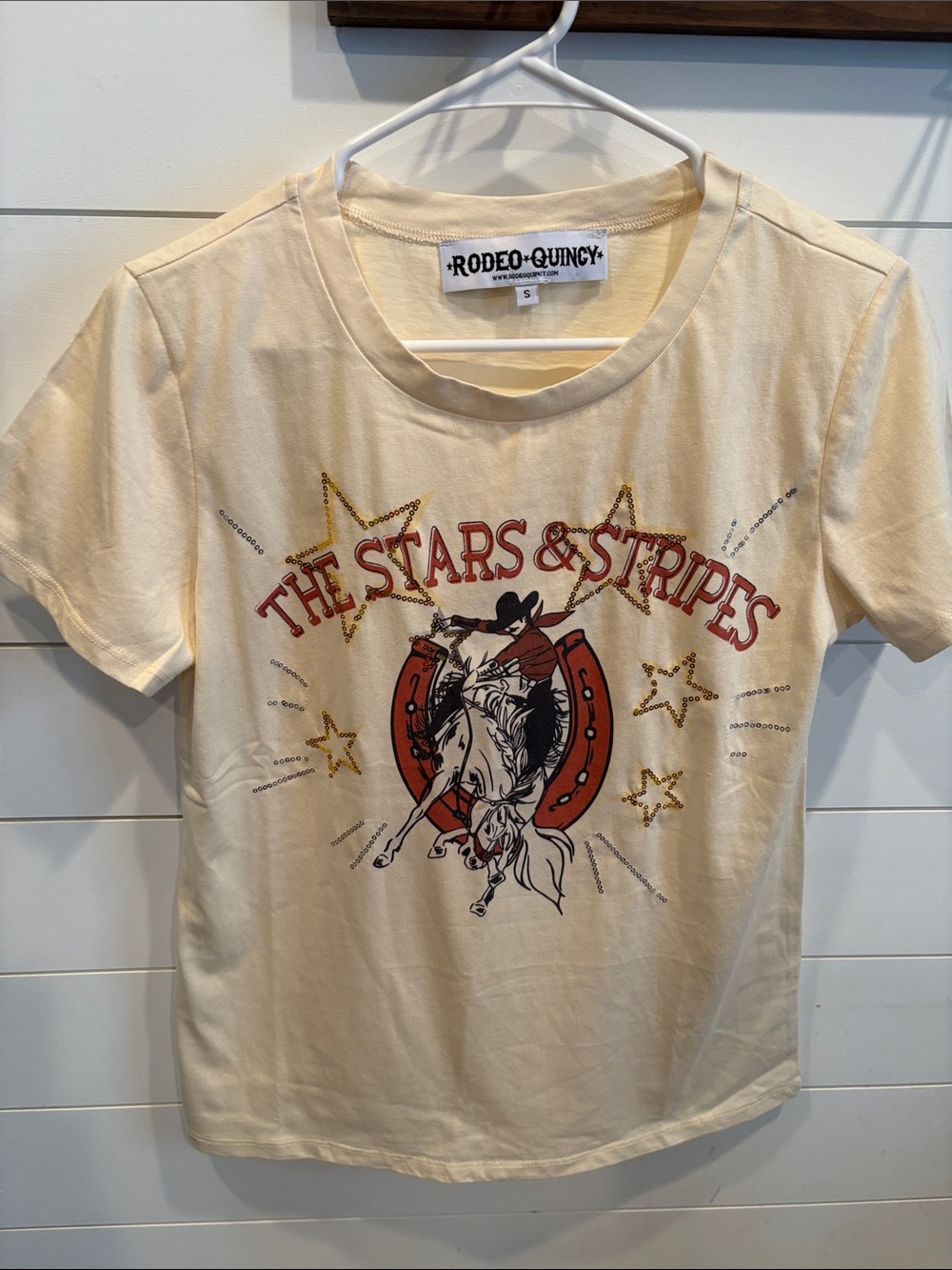 Rodeo Quincy Women's 'The Stars & Stripes' Short Sleeve Tee - Cream